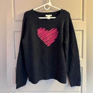 cupcakes & cashmere Navy Sweater with Pink Heart 🩷
